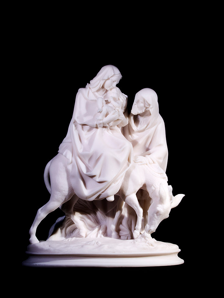 STATUE ALBATRE 25CM - Fuite en Egypte
