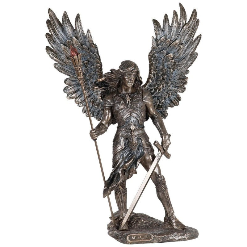 Statue de l’archange Sariel en bronze coulé à froid, hauteur 33 cm.