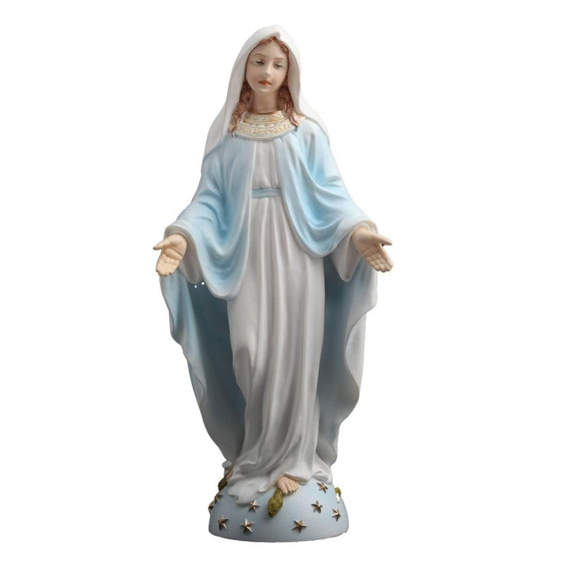 Statue de la Vierge Miraculeuse en polystone polychrome, peinte à la main