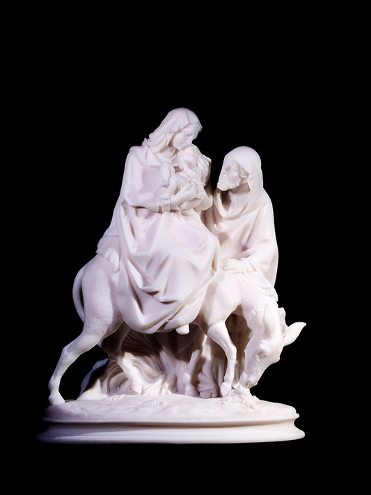 STATUE ALBATRE 25CM - Fuite en Egypte