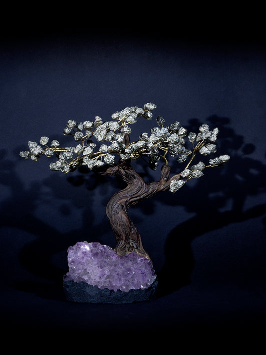 arbre en pyrite et améthyste