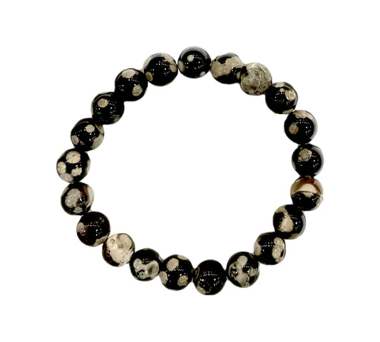 Bracelet Agate feu noire taille homme