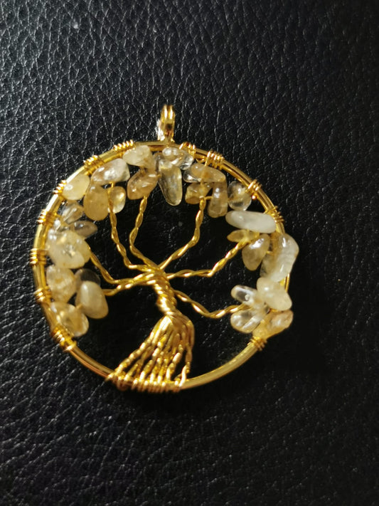 Arbre de vie " Citrine " doré