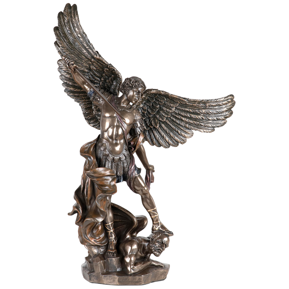 Statue bronze coulé à froid de saint Michel avec le démon. h 55 cm