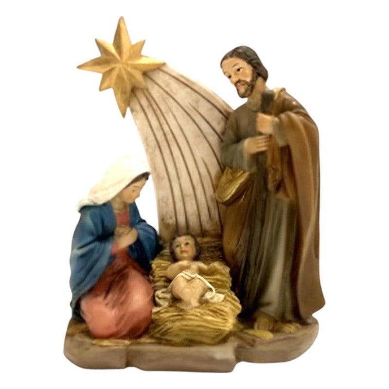 Nativité en résine décor étoile hauteur 12.5 cm.