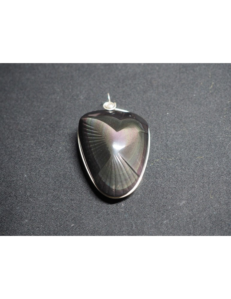 Pendentif colombe obsidienne oeil céleste AA