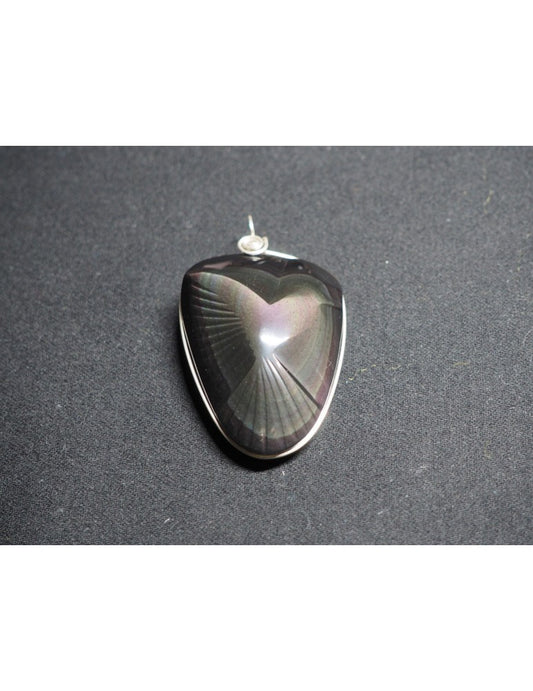 Pendentif colombe obsidienne oeil céleste AA