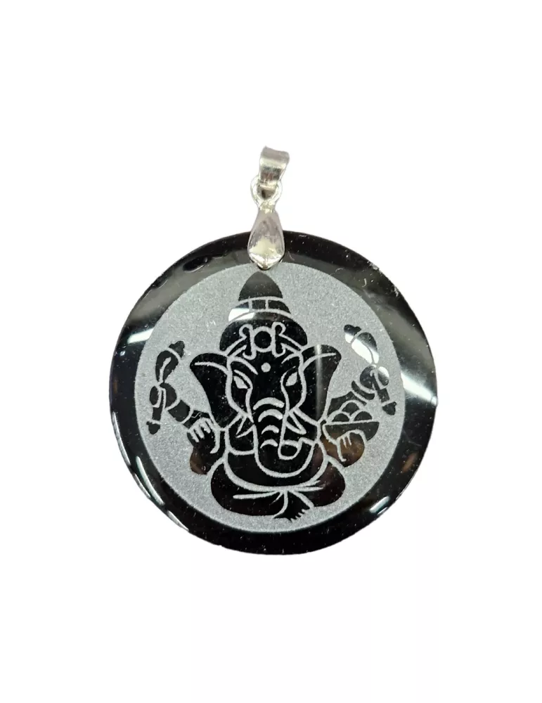 Pendentif Ganesh obsidienne DOREE