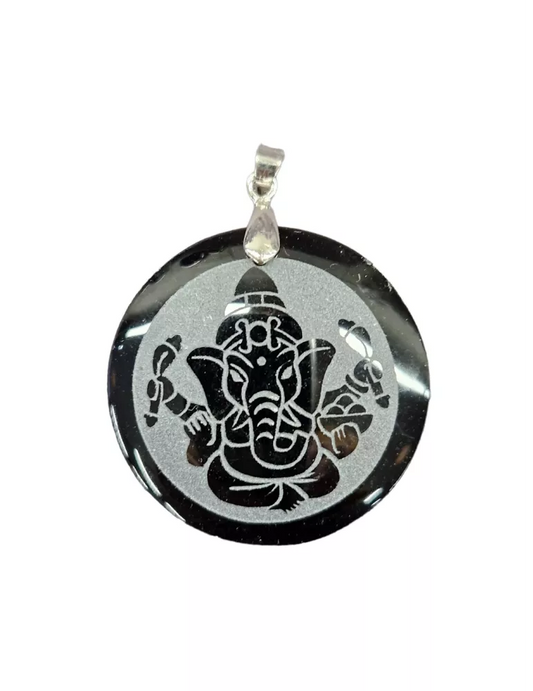 Pendentif Ganesh obsidienne DOREE