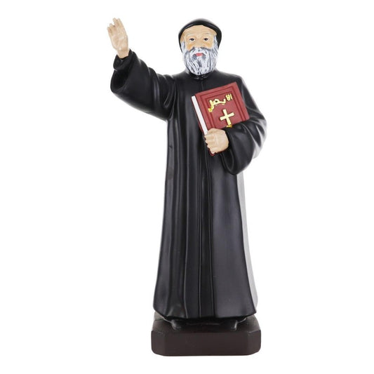 Statue de saint Charbel en résine peinte à la main, H.60 cm